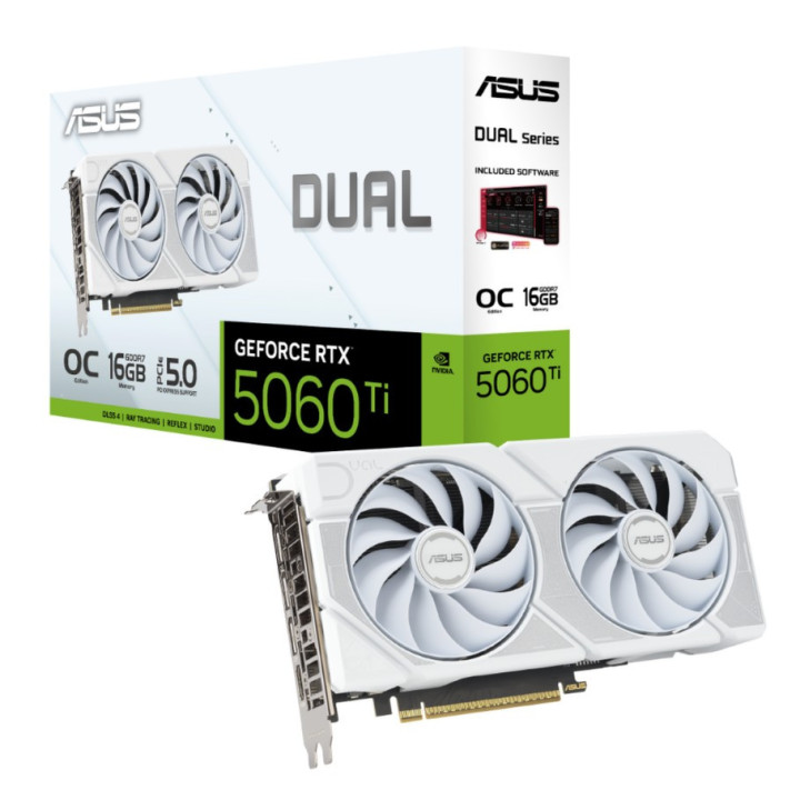 Gráfica ASUS Dual -RTX5060TI-O16G-WHITE NVIDIA GeForce RTX 5060 Ti 16 GB GDDR7