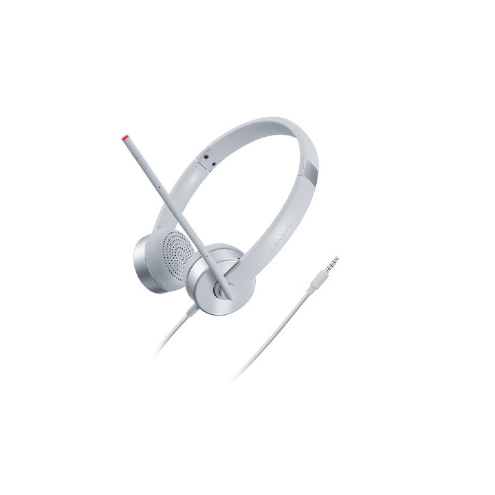 Lenovo 100 Stereo Analogue Headset Auscultadores Escritório Call center Prateado
