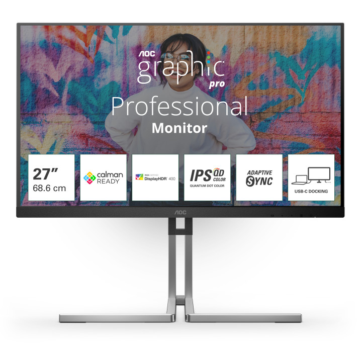 AOC Q27U3CV monitor de ecrã 68,6 cm (27") 2560 x 1440 pixels 4K Ultra HD LCD Preto