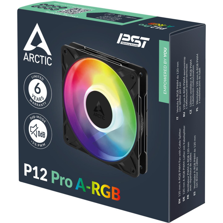 Ventoinha Arctic P12 PRO PWM PST ARGB 120mm Preta