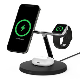 Belkin BoostCharge Pro Auscultadores, Smartphone, Smartwatch Preto USB Carregamento wireless Interior