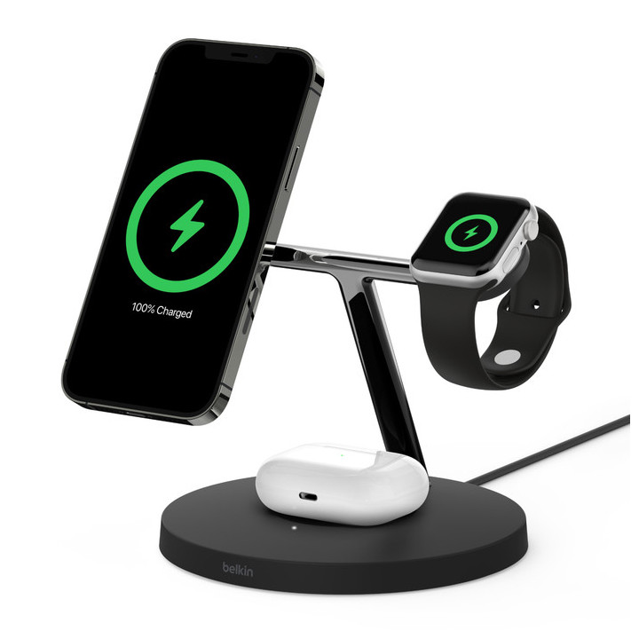 Belkin BoostCharge Pro Auscultadores, Smartphone, Smartwatch Preto USB Carregamento wireless Interior