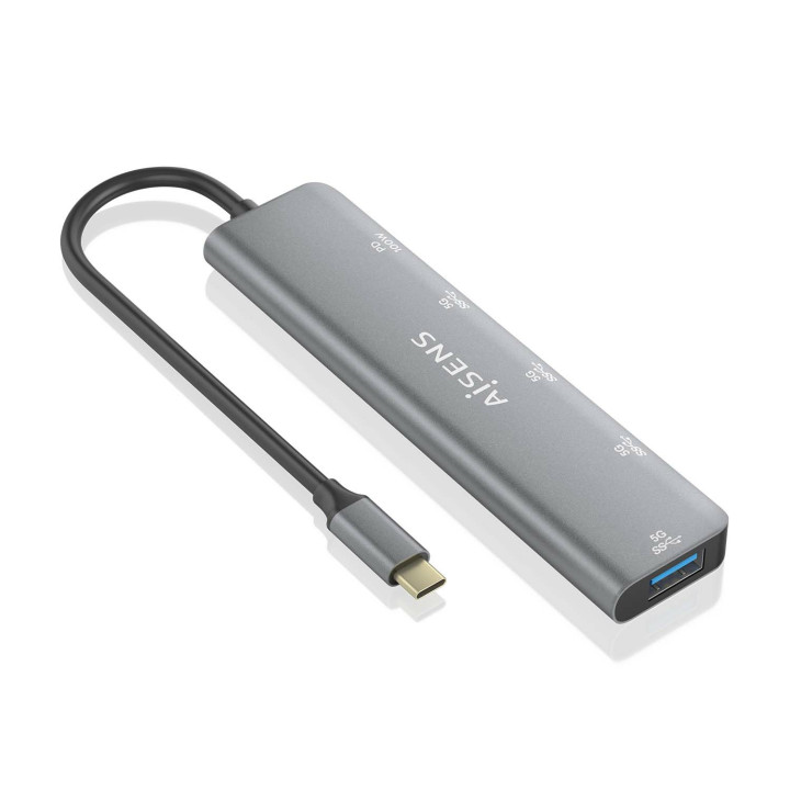 AISENS A109-0857 hub de interface USB 3.2 Gen 1 (3.1 Gen 1) Type-C 5 Mbit s Cinzento