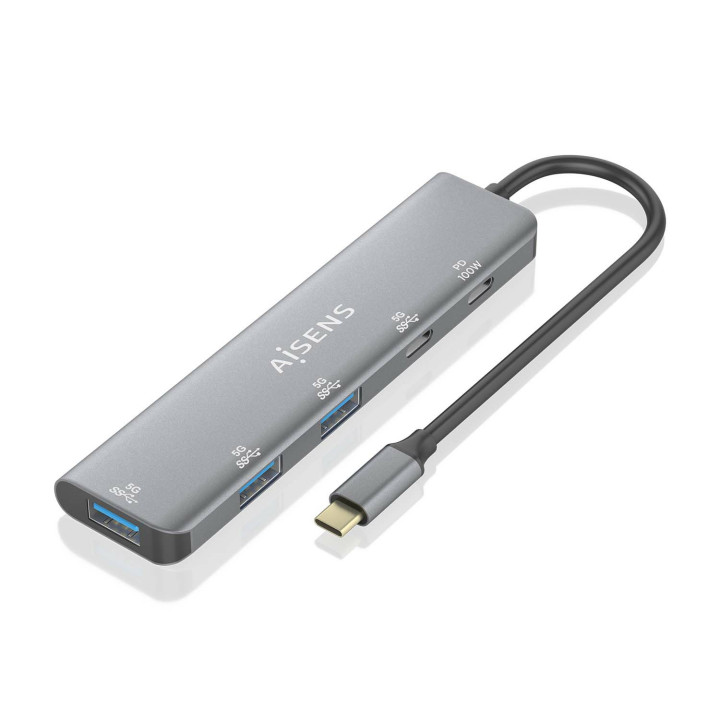 AISENS A109-0857 hub de interface USB 3.2 Gen 1 (3.1 Gen 1) Type-C 5 Mbit s Cinzento