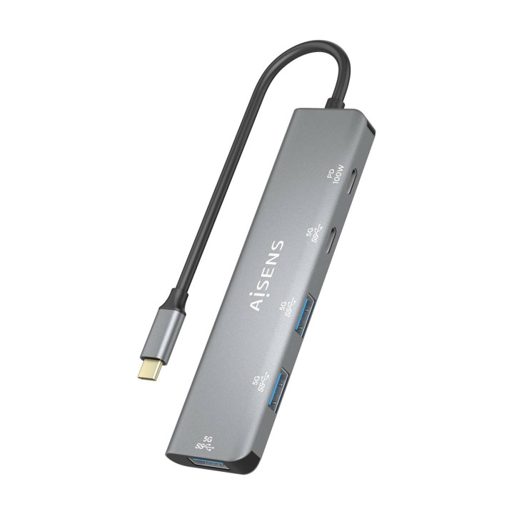 AISENS A109-0857 hub de interface USB 3.2 Gen 1 (3.1 Gen 1) Type-C 5 Mbit s Cinzento