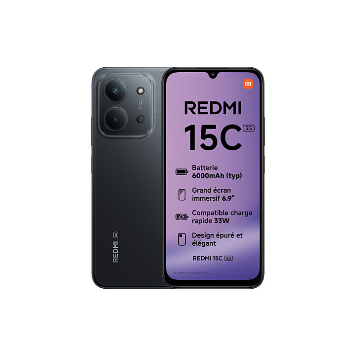 Xiaomi Redmi 15C 5G 17,5 cm (6.9") Dual SIM híbrido USB Type-C 4 GB 256 GB 6000 mAh Preto