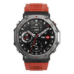 Amazfit T-Rex 3 Lava 3,81 cm (1.5") AMOLED 48.5 mm Digital 480 x 480 pixels Ecrã táctil Preto, Aço inoxidável GPS