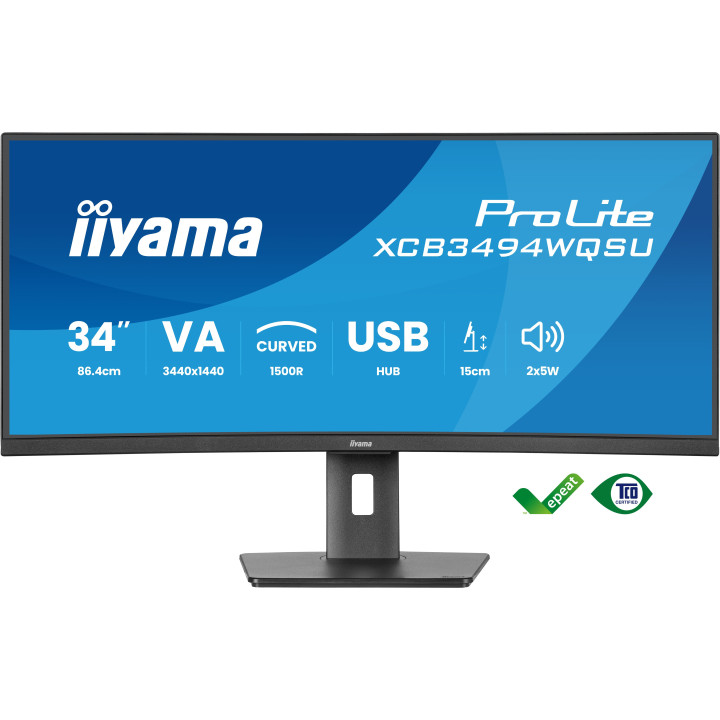 iiyama ProLite XCB3494WQSU-B1 monitor de ecrã 86,4 cm (34") 3440 x 1440 pixels UltraWide Quad HD LED Preto