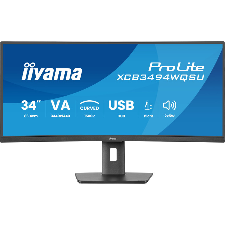iiyama ProLite XCB3494WQSU-B1 monitor de ecrã 86,4 cm (34") 3440 x 1440 pixels UltraWide Quad HD LED Preto