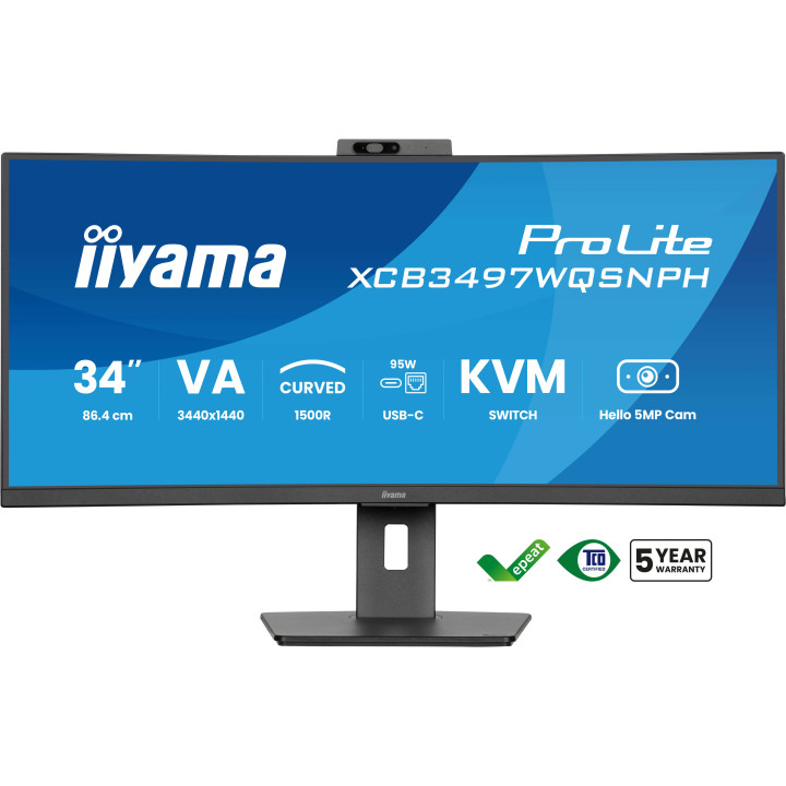 iiyama ProLite XCB3497WQSNPH-B1 monitor de ecrã 86,4 cm (34") 3440 x 1440 pixels UltraWide Quad HD LED Preto