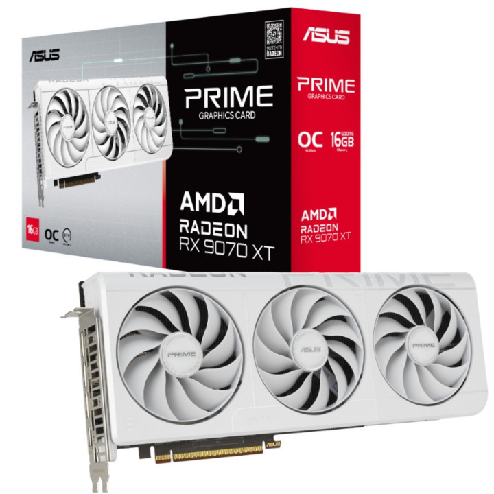 Gráfica ASUS Prime -RX9070XT-O16G-WHITE AMD Radeon RX 9070 XT 16GB