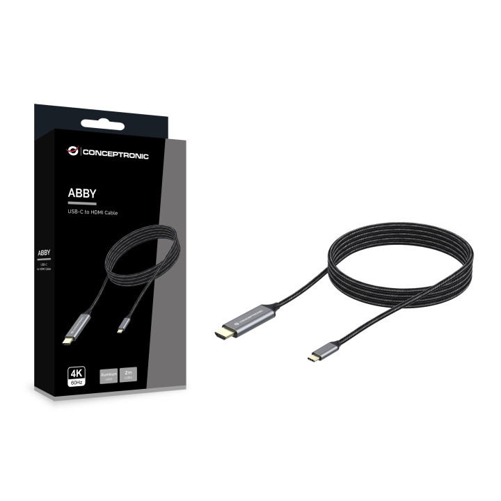 Conceptronic ABBY10G adaptador de cabo de vídeo 2 m USB Type-C HDMI Cinzento