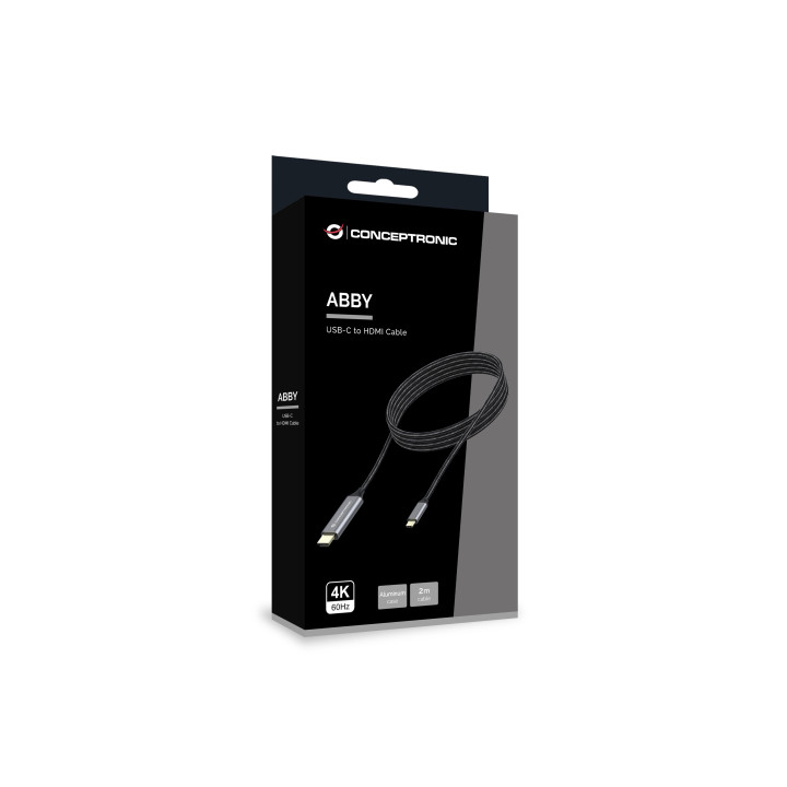 Conceptronic ABBY10G adaptador de cabo de vídeo 2 m USB Type-C HDMI Cinzento