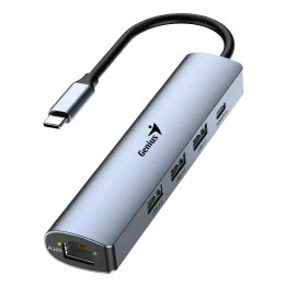 Genius UH-545 hub de interface USB Type-C 625 Mbit s Cinzento, Ferro