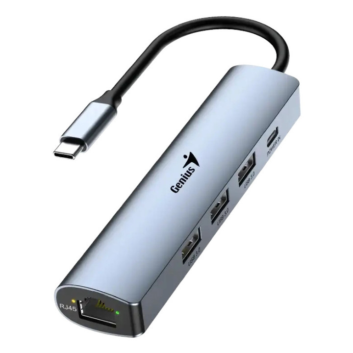Genius UH-545 hub de interface USB Type-C 625 Mbit s Cinzento, Ferro