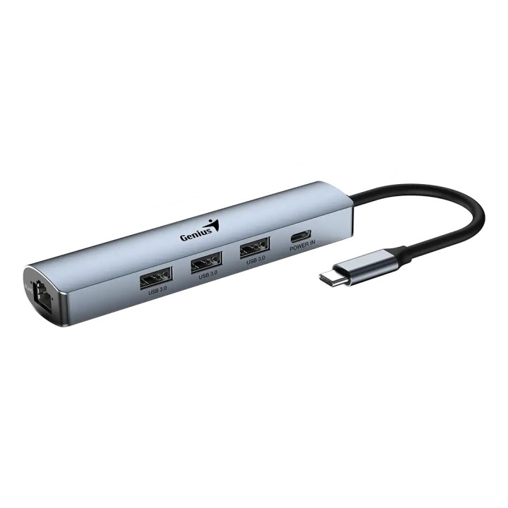 Genius UH-545 hub de interface USB Type-C 625 Mbit s Cinzento, Ferro