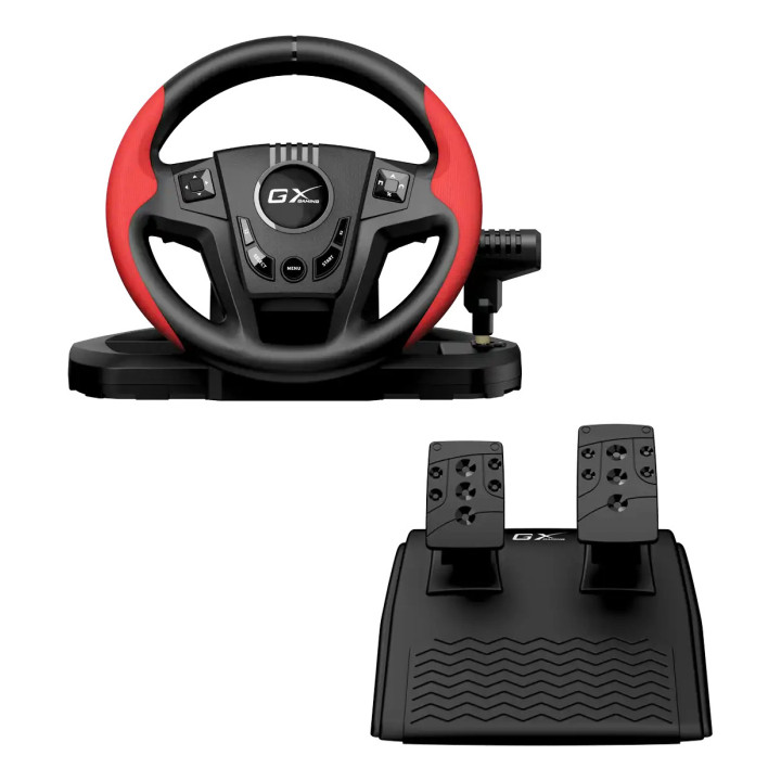 Genius SpeedMaster Preto, Vermelho USB Volante + Pedais PC, PlayStation 4, Playstation 3