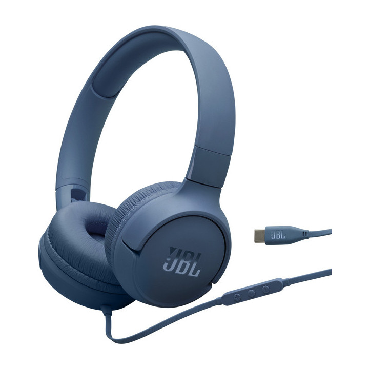 JBL Tune 520C USB-C Auscultadores Com fios Fita de cabeça Chamadas Música USB Type-C Azul