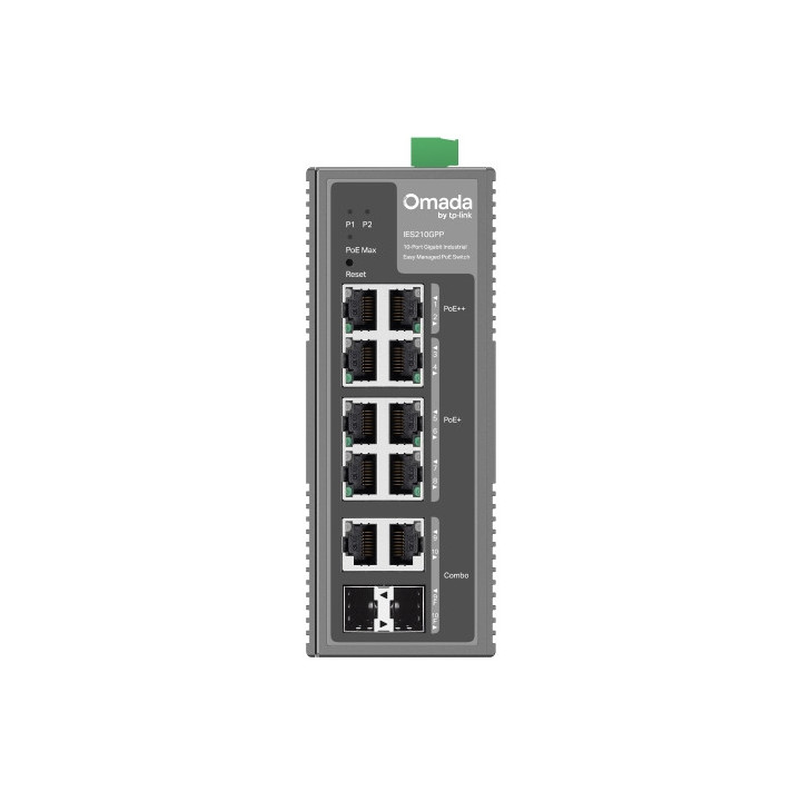 TP-Link Omada IES210GPP switch de rede Gerido Gigabit Ethernet (10 100 1000) Power over Ethernet (PoE) DIN rail Cinzento