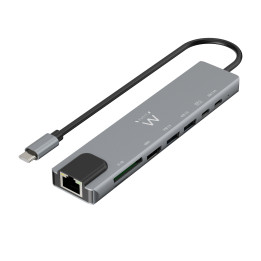 Ewent EW1146 base & duplicador de portas Com fios USB 3.2 Gen 1 (3.1 Gen 1) Type-C Cinzento