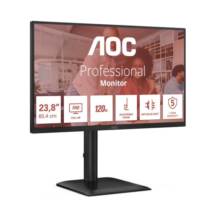 AOC E4 24E4CV monitor de ecrã 60,5 cm (23.8") 1920 x 1080 pixels Full HD LED Preto