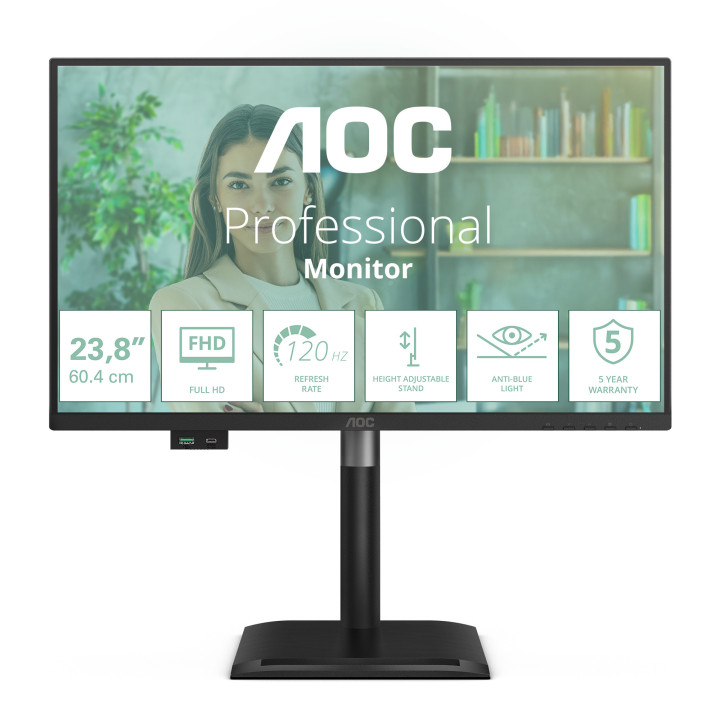 AOC 24P4U monitor de ecrã 60,5 cm (23.8") 1920 x 1080 pixels Full HD Preto