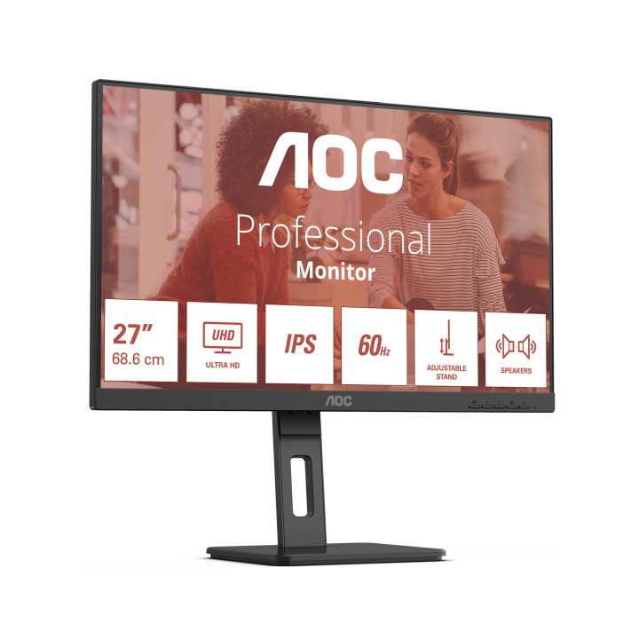 AOC E3 U27E3UF monitor de ecrã 68,6 cm (27") 3840 x 2160 pixels 4K Ultra HD LED Preto