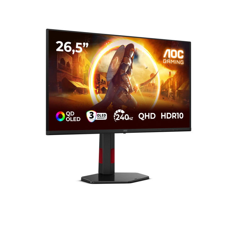 AOC G4 Q27G4ZDR monitor de ecrã 67,3 cm (26.5") 2560 x 1440 pixels Quad HD QD-OLED Preto, Vermelho