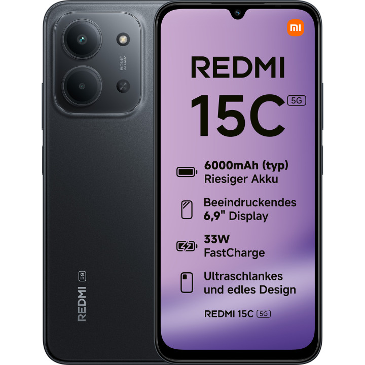 Xiaomi Redmi 15C 17,5 cm (6.9") 5G USB Type-C 4 GB 128 GB 6000 mAh Preto