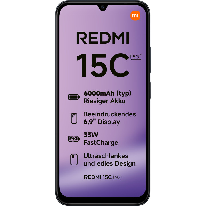 Xiaomi Redmi 15C 17,5 cm (6.9") 5G USB Type-C 4 GB 128 GB 6000 mAh Preto