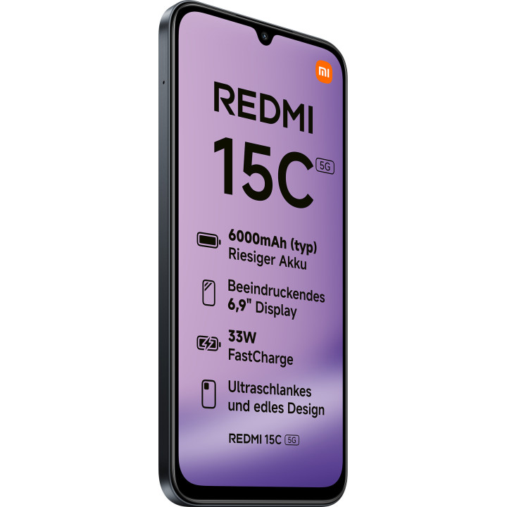 Xiaomi Redmi 15C 17,5 cm (6.9") 5G USB Type-C 4 GB 128 GB 6000 mAh Preto