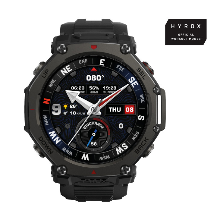 Amazfit T-Rex 3 Pro 3,81 cm (1.5") AMOLED 48 mm Digital 480 x 480 pixels Ecrã táctil Preto Wi-Fi GPS