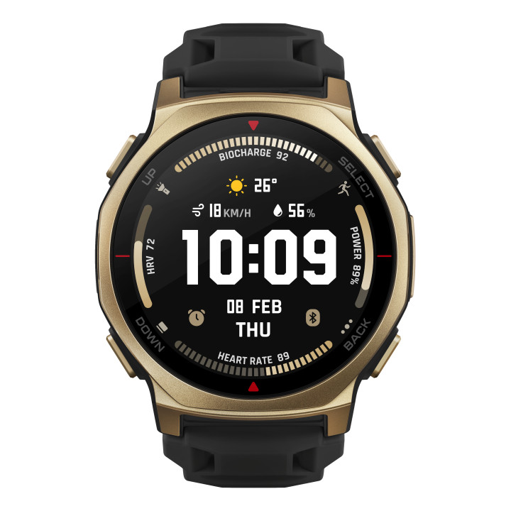 Amazfit T-rex 3 Pro 3,35 cm (1.32") AMOLED 44 mm Digital 466 x 466 pixels Ecrã táctil Dourado Wi-Fi GPS