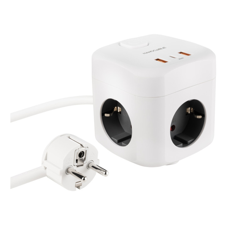 Nanocable 10.37.0011 extensão elétrica 1,4 m 3 tomada(s) CA Branco