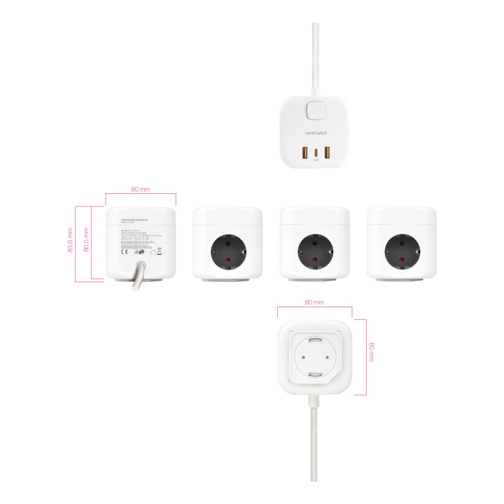 Nanocable 10.37.0011 extensão elétrica 1,4 m 3 tomada(s) CA Branco
