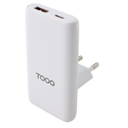TooQ TQWC-GANSL65W1A1C carregador de dispositivos móveis Universal Branco AC Carregamento rápido Interior