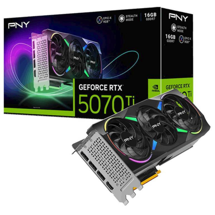 Gráfica PNY GeForce® RTX 5070 Ti Gaming RGB Triple Fan OC 16GB GDDR7