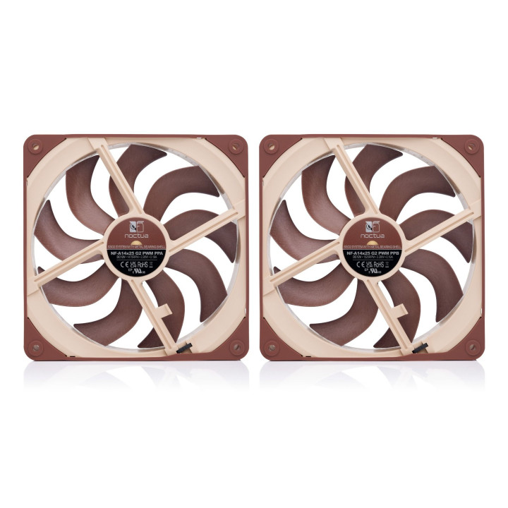 Noctua NF-A14X25 G2 PWM SX2-PP Sistema de Arrefecimento de Computador Caixa de computador Ventoinha 14 cm Bege 2 unidade(s)