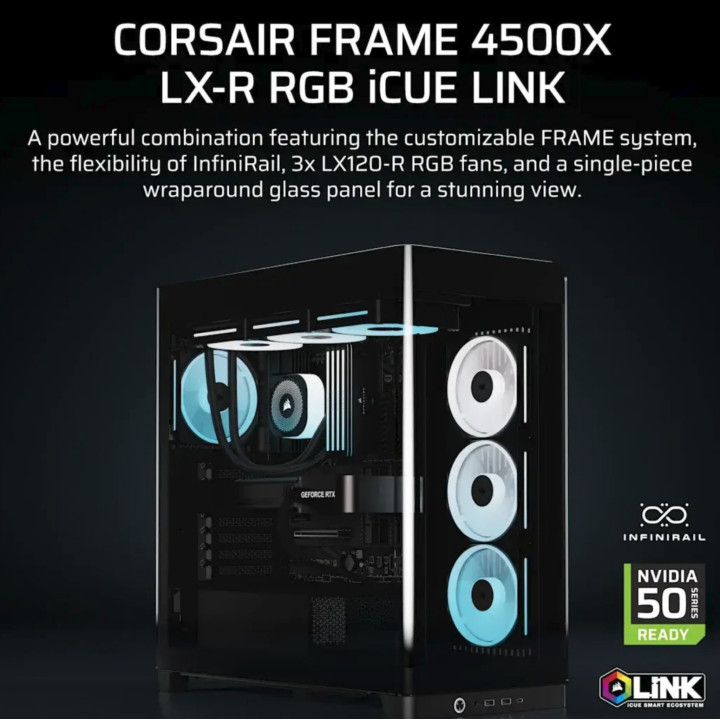 Caixa E-ATX Corsair 4500X LX-R RGB Preto Vidro Temperado