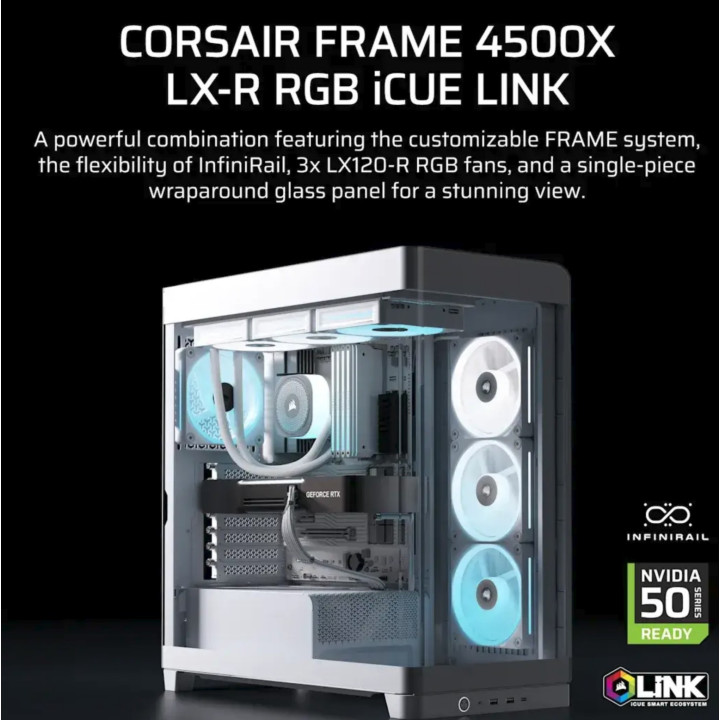 Caixa E-ATX Corsair 4500X LX-R RGB Branca Vidro Temperado