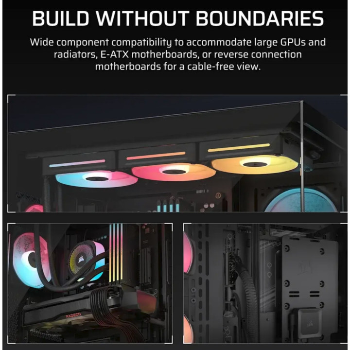 Caixa E-ATX Corsair 3500X LXR Link RGB Preto Vidro Temperado