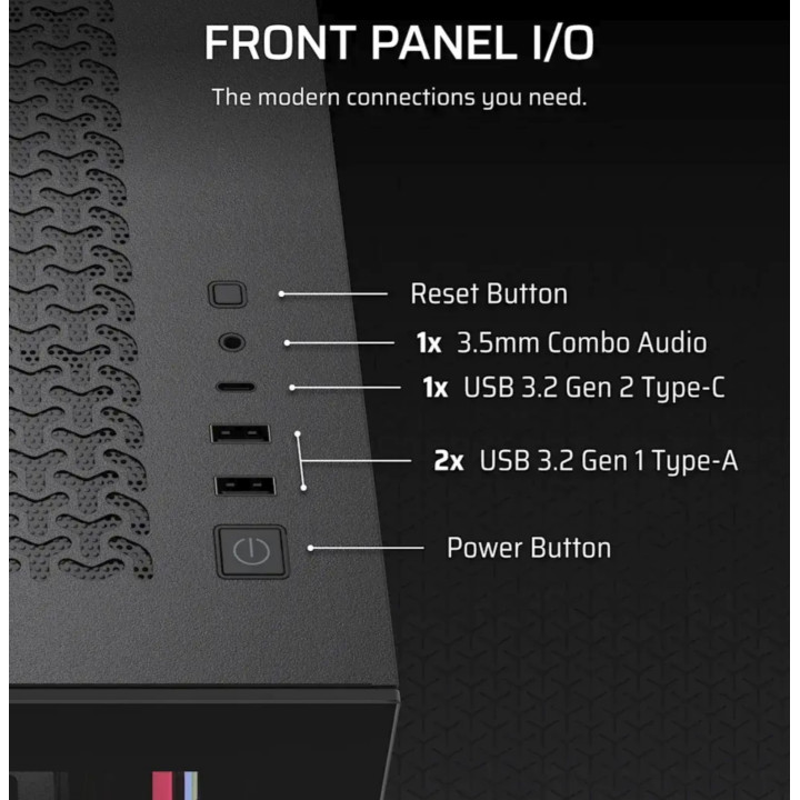 Caixa E-ATX Corsair 3500X LXR Link RGB Preto Vidro Temperado