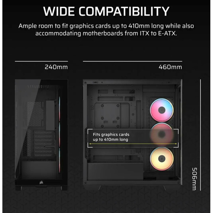Caixa E-ATX Corsair 3500X LXR Link RGB Preto Vidro Temperado