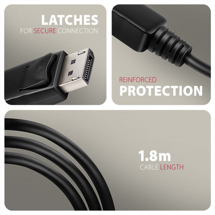 Axagon RVD-HI20C2 adaptador de cabo de vídeo 1,8 m DisplayPort HDMI Preto