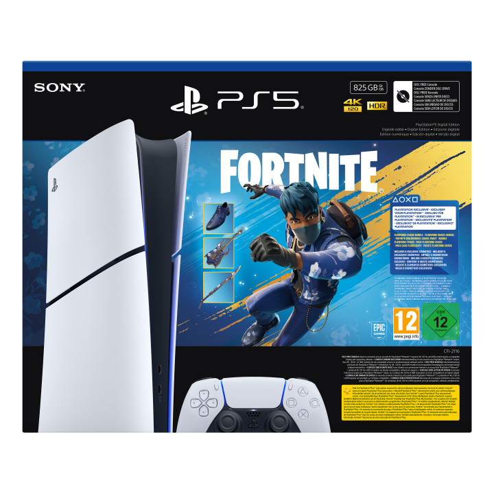 Sony PlayStation 5 Digital Edition - Fortnite Flowering Chaos Bundle 825 GB Wi-Fi Preto, Branco