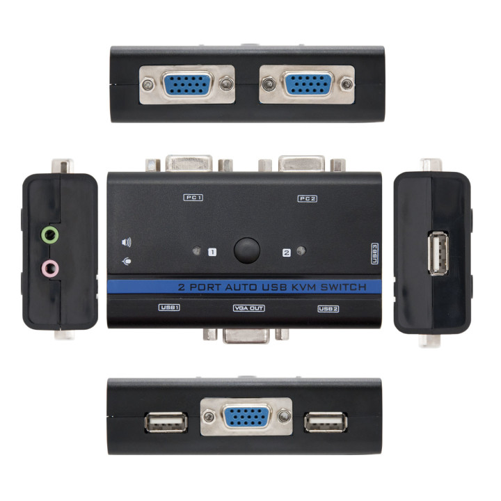 Nanocable 10.12.0001 chaveador KVM Montagem em prateleira Preto