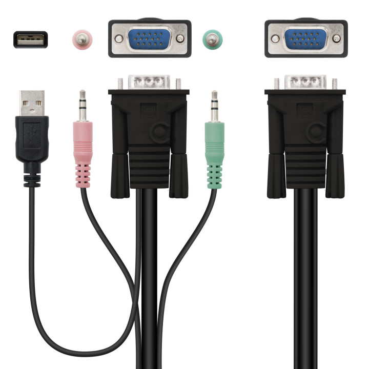 Nanocable 10.12.0001 chaveador KVM Montagem em prateleira Preto
