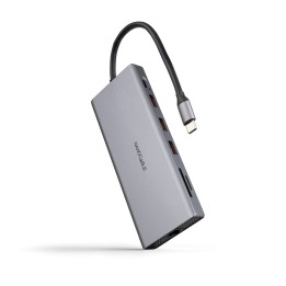 Nanocable 10.16.4612 base & duplicador de portas Com fios USB 3.2 Gen 1 (3.1 Gen 1) Type-C Cinzento