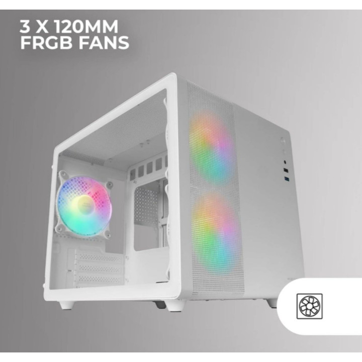 Caixa Micro-ATX Mars Gaming MC-400 FRGB Tempered Glass Branca