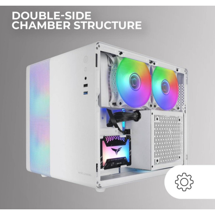 Caixa Micro-ATX Mars Gaming MC-400 FRGB Tempered Glass Branca